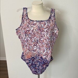 Lands’ End Women’s Sz 22 Paisley Print Swimsuit One Piece